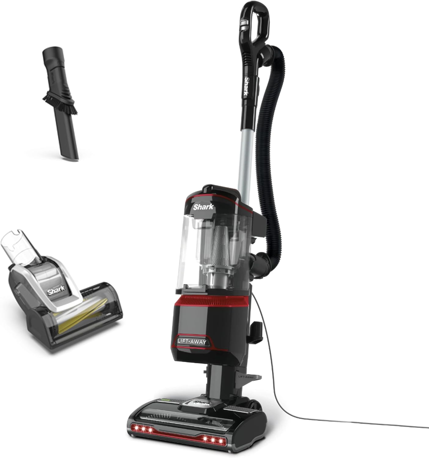 Aspiradora vertical con cable Shark de 1,1 l con tecnología Lift-Away, modelo para mascotas, faros LED, antialérgenos, cable de 8 m, 750 W, para mascotas, rincones y superficies múltiples, color rojo/negro, NV602UKT 