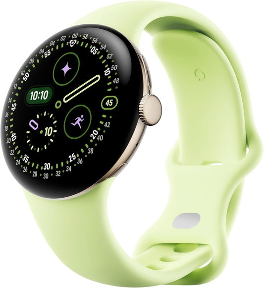 Google Pixel Watch 4 (41 mm) - Android smartwatch with Domed Display, Comprehensive Health and Fitness Tracking and Help from Gemini - Champagne Gold Aluminium Case - Iris Active Band - LTE