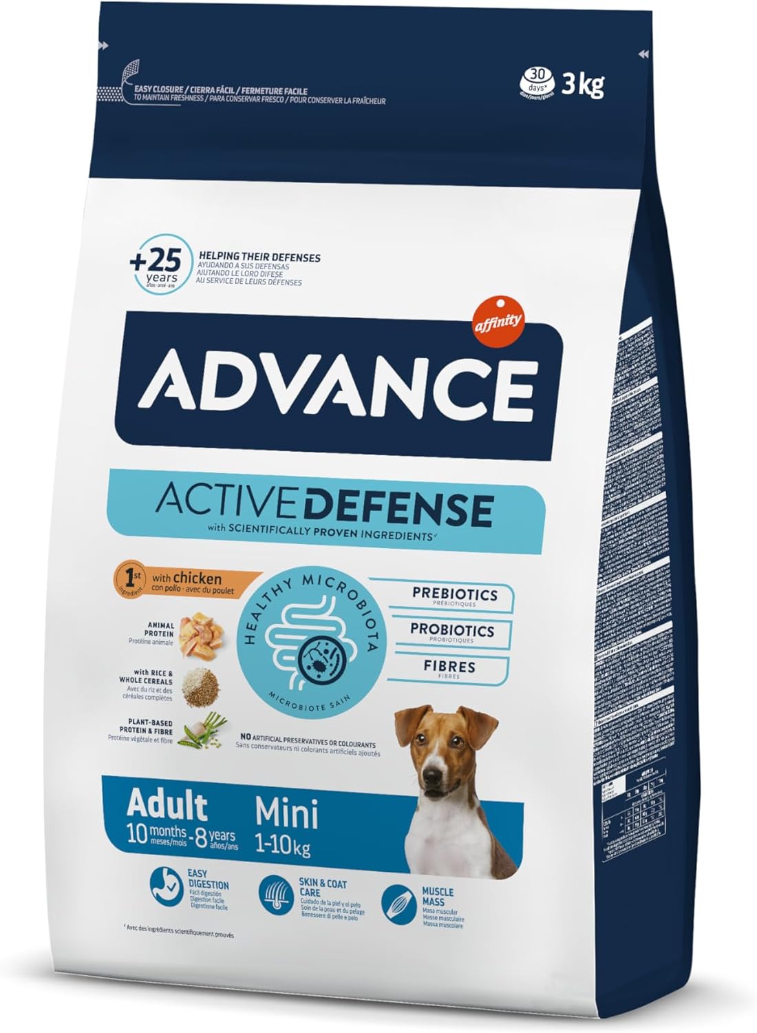 Advance Mini Adult Chicken Alimento para perros adultos de razas pequeñas con pollo, 3 kg 