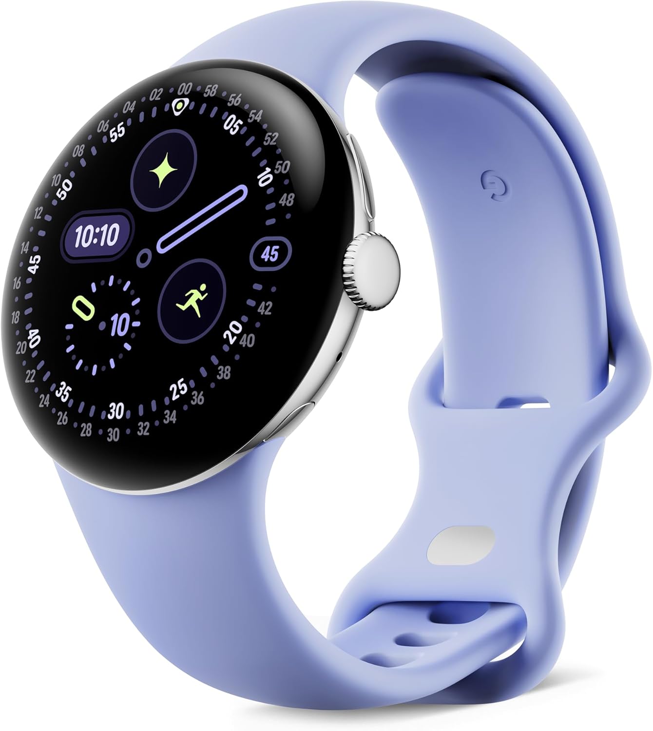 Google Pixel Watch 4 (41 mm) - Android smartwatch with Domed Display, Comprehensive Health and Fitness Tracking and Help from Gemini - Polished Silver Aluminium Case - Iris Active Band - LTE