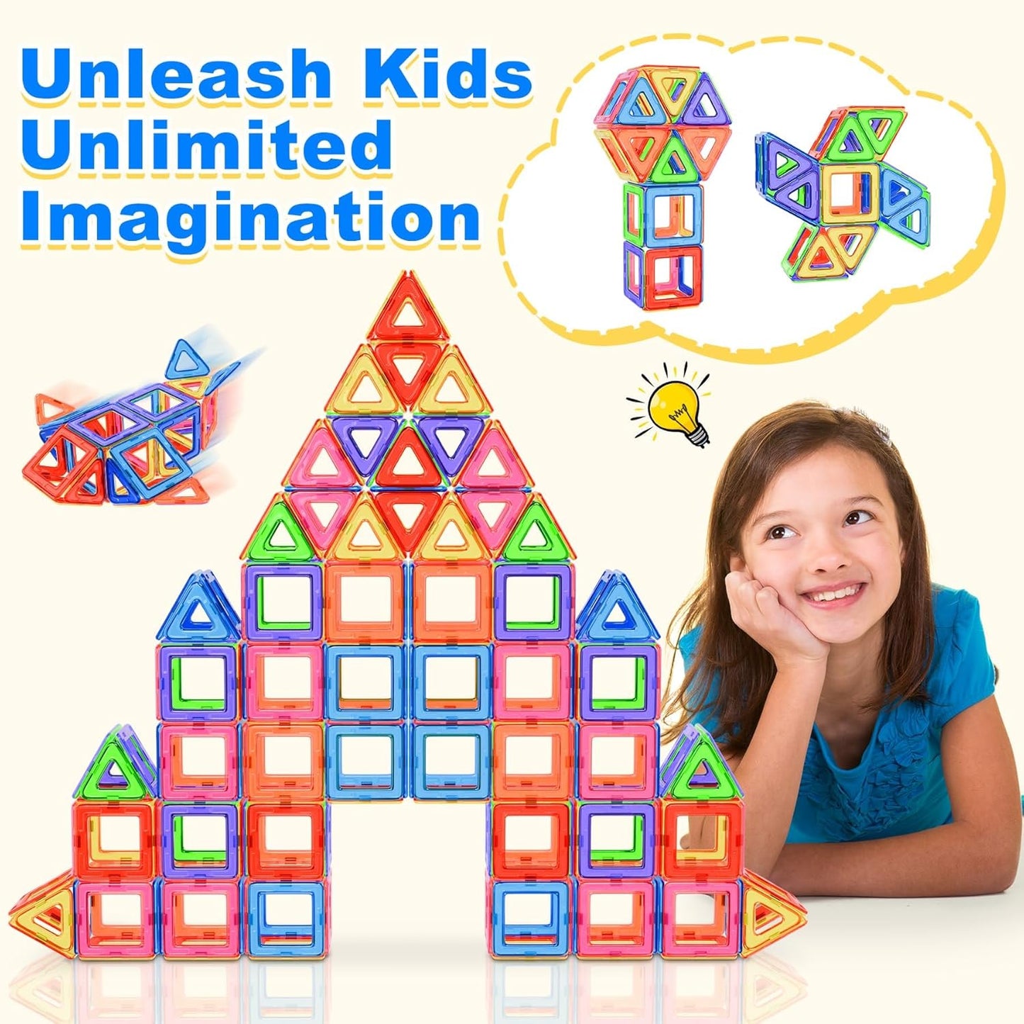 Magnetic Building Blocks - 40pcs Magnetic Blocks for Kids - Magneticc Tiles for 3 4 5 6 7 8 Years Old Boys Girls - Preschool Learning Educational Construction Toys - Christmas Birthday Gift